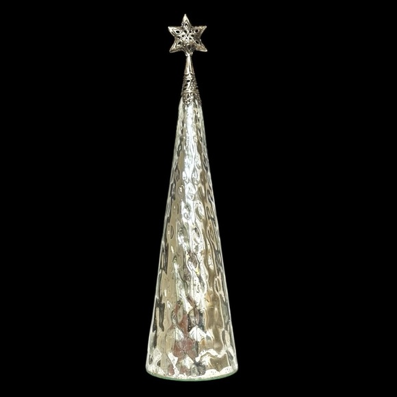 Silver Mercury Glass Tabletop 19.25” Christmas Tree - Picture 10 of 10